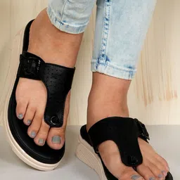 Cogner Women Textured Open Toe Flats with Buckles-picture-28