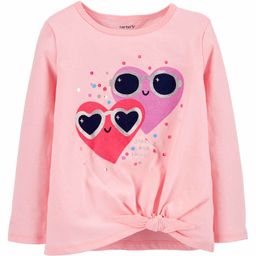 Carter's Glitter Hearts Tie-Front Jersey Tee - Pink-picture-19