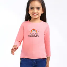 Kookie Kids Full Sleeves Top Rainbow Embroidery - Pink-picture-13