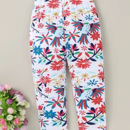 Kookie Kids Full Length Leggings Floral Print - Whiye-image-57