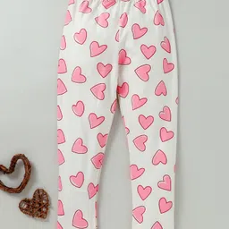 Kookie Kids Full Length Leggings Heart Print - Pink-image-89