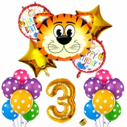 Shopperskart 3rd Happy Birthday Zebra Theme Foil Balloon Multicolor - Pack of 37-picture-20