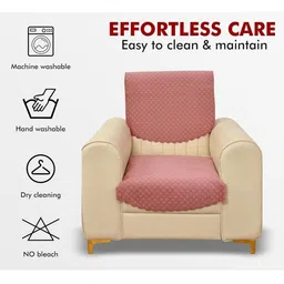 Bajo's Pink Checked Velvet 2 Piece Sofa Cover image 4