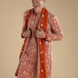 KALKI Fashion Men Embroidered Kurta with Trousers & With Dupatta image 3
