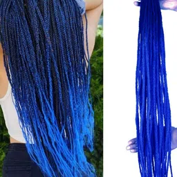 RITZKART Clip In Straight Locks Hair Extension- Black & Navy Blue Mix- 36 Inch-picture-15
