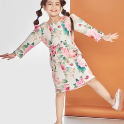 Peppermint Girls Floral Printed Belted Fit & Flare Dress-image-17