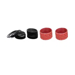 Somil Classic Combo Glass Bangles | Simple Chudi Set For Women & Girls | Daily Use & Special Occasions, Combo Of 2 Set, Black, Pink-picture-36