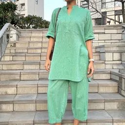 Flossy Women Regular Pure Cotton Kurta with Trousers-picture-12