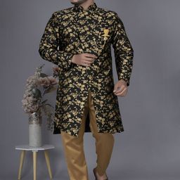 Xepon Printed Cotton Sherwani Set-picture-27