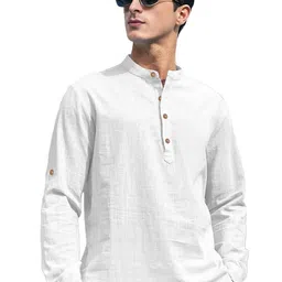 Navkanj Band Collar Roll-Up Sleeves Short Kurta-picture-36