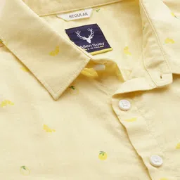 Allen Solly Junior Boys Conversational Printed Spread Collar Opaque Cotton Casual Shirt image 3