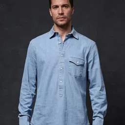 RARE RABBIT Men Comfort Spread Collar Solid Cotton Casual Shirt-picture-30