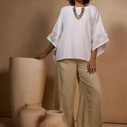 Chhaya Gandhi Design Studio Women Relaxed Fit High-Rise Non Iron Trousers-picture-24