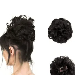 VIEWS Black Wavy Clip-In Bun Hair Extension-image-54