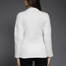 i.t fashion Women Self Design Collared Neck Black Sweater image 2