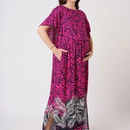 Mystere Paris Tropical Print Batwing Sleeve Maternity Kaftan Maxi Dress image 3