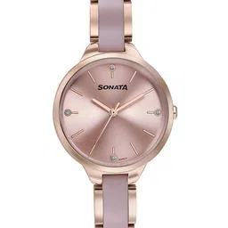 Sonata Women Embellished Dial & Stainless Steel Bracelet Style Straps Analogue Watch 87065KD04-image-2