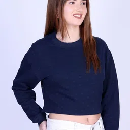 The Roadster Lifestyle Co Women Printed Long Sleeve Crop Sweatshirt image 4