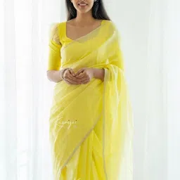 clotheva Linen Blend Saree image 2