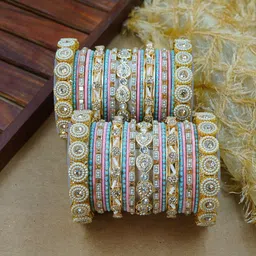 Wedding Chuda by Hitesh Bangles Set Of 42 Stones Studded And Pearls Beaded Bangles-picture-50