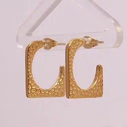 DressBerry Stainless Steel 18K Gold-Plated Geometric Shaped Half Hoop Earrings-image-66