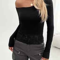 StyleCast x Revolte Women Solid One Shoulder Top image 4