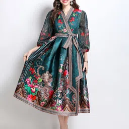 JC Collection Women Floral Print Wrap Dress-picture-14