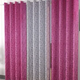 Galaxy Home Decor Pink & White 3 Pieces Room Velvet Darkening Window Curtains-image-70