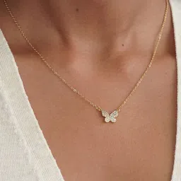 AQUASTREET 18K Gold Plated Waterproof, Anti-Tarnish Zircon Butterfly Pendant Necklace-picture-42