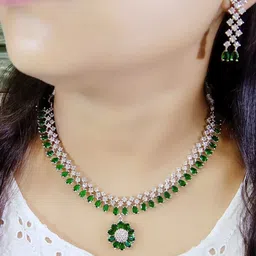 Ladymania Sliver Plated AD Stone Studded Jewellery Set-image-5
