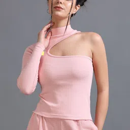 ANML Women Choker Neck Ribbed Cotton Fitted Top-picture-16