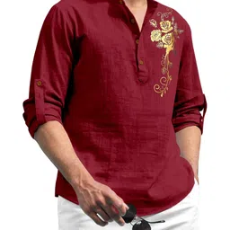 Fifth U Men Maroon Cotton Kurtas-picture-24