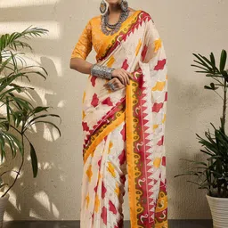 Mitera Ethnic Motifs Poly Georgette Pochampally Saree-picture-25