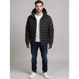 HERE&NOW Men Black Polyester Solid Jackets image 4