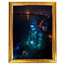 blinkart Blue & Black Printed Lord Shiva Religious Wall Art-picture-32
