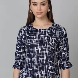 Dressitude Women Print Three-Quarter Sleeves Round Neck Top-image-72
