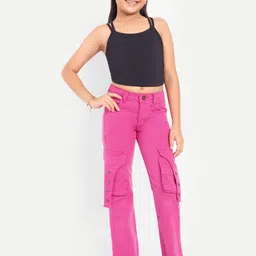 Nino Togs Girls Boyfriend Fit Mid-Rise Colourblocked Stretchable Jeans-picture-16