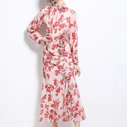 JC Collection Women Floral Printed Puff Sleeve Corsage Fit & Flare Midi Dress-picture-18