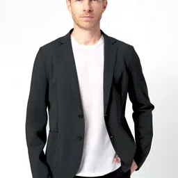 Fashion Garments Men Solid Notched Lapel Single Breasted Blazer-picture-42