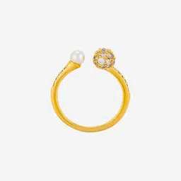 Kushal's Fashion Jewellery Gold-Plated Zircon Studded Finger Ring image 5