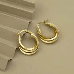 ARTKLIM Stainless Steel Gold-Plated Circular Shaped Hoop Earrings-image-22