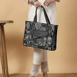 Pramadda Pure Luxury Ethnic Motifs Printed Structured Tote Bag image 4