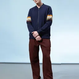 glitchez Men Colourblocked Long Sleeves Front-Open Sweatshirt image 2
