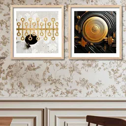 Kotart Brown & White 2 Pieces Printed Wooden Wall Arts-picture-29