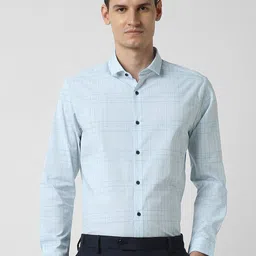 Peter England Slim Fit Checked Spread Collar Full Sleeves Formal Shirt-image-67