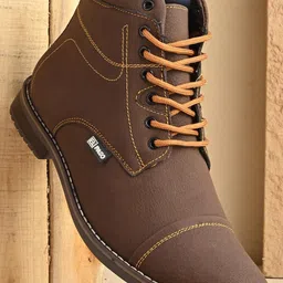 El Paso Men's Brown Lace-Up Ankle Boots-picture-31