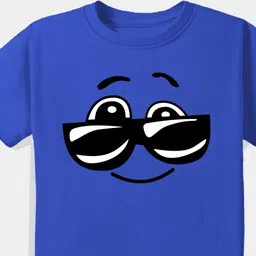 KAVEE Pure Cotton Half Sleeves Goggles Printed Bio Washed Tee -Royal Blue image 3