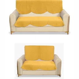 Fashion Throw Yellow Velvet 4 Piece Sofa Cover-image-57