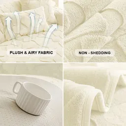 DREAM CARE Cream-Coloured & Cream-Coloured 3 Piece Sofa Cover With Arms image 5