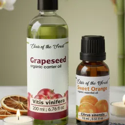 ELIXIR OF THE FOREST Set Of 2 Sweet Orange Essential Oil 15 ml & Grapeseed Oil - 200 ml-picture-30